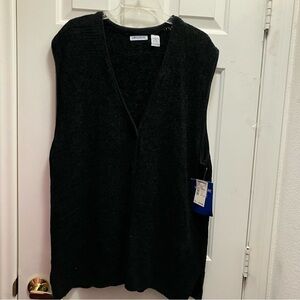 Vintage Ship N Shore Black Acrylic Sweater Vest L Button Up NWT